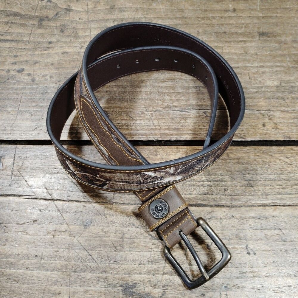 Realtree Camouflage Belt Men's Size L 38/40 Camo Brown Workwear Western Hunting